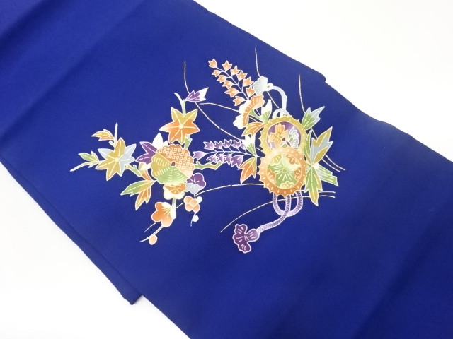 塩瀬金彩型染紅葉に梅・花模様名古屋帯